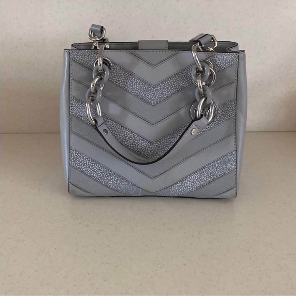 Michael Kors Gray Quilted Chevron Shoulder Bag